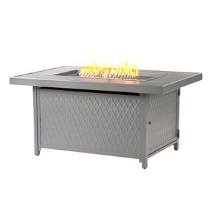 Oakland Living 48-in W 55,000-BTU Rectangular Aluminum Propane Fire Pit Table in Grey