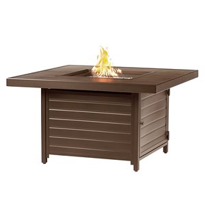 Oakland Living 42-in W 55,000-BTU Square Aluminum Propane Fire Pit Table in Brown