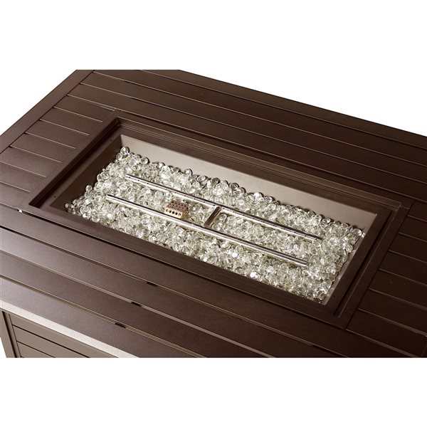 Oakland Living 48-in W 55,000-BTU Rectangular Aluminum Propane Fire Pit Table with Brown Finish