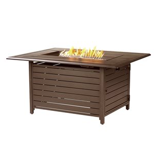 Oakland Living 48-in W 55,000-BTU Rectangular Aluminum Propane Fire Pit Table with Brown Finish