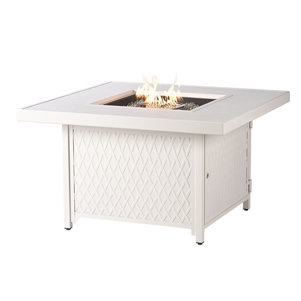 Oakland Living 42-in W 55,000-BTU Square White Finish Aluminum Propane Fire Pit Table