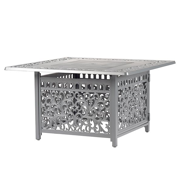 Oakland Living 42-in W 55,000-BTU Square Aluminum Propane Fire Pit Table in Grey Finish