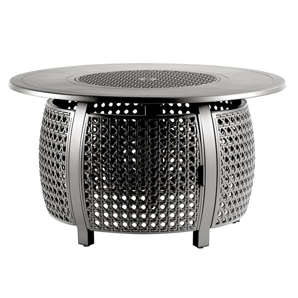 Oakland Living 44-in W 55,000-BTU Round Aluminum Propane Fire Pit Table in Grey