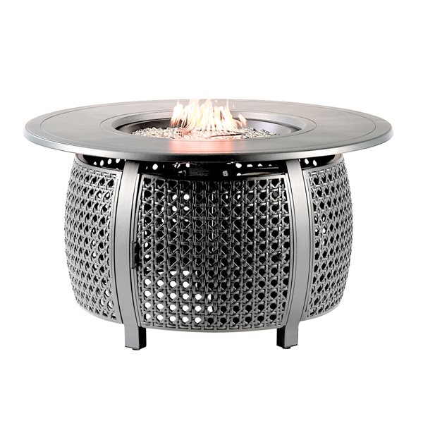 Oakland Living 44-in W 55,000-BTU Round Aluminum Propane Fire Pit Table in Grey