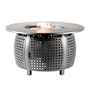 Oakland Living 44-in W 55,000-BTU Round Aluminum Propane Fire Pit Table in Grey