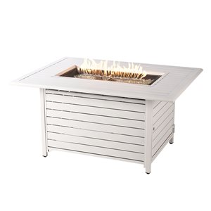 Oakland Living 48-in W 55,000-BTU Rectangular Aluminum Propane Fire Pit Table with White Finish