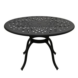 Oakland Living 48-in x 48-in Round Black Outdoor Dining Table with Umbrella Hole