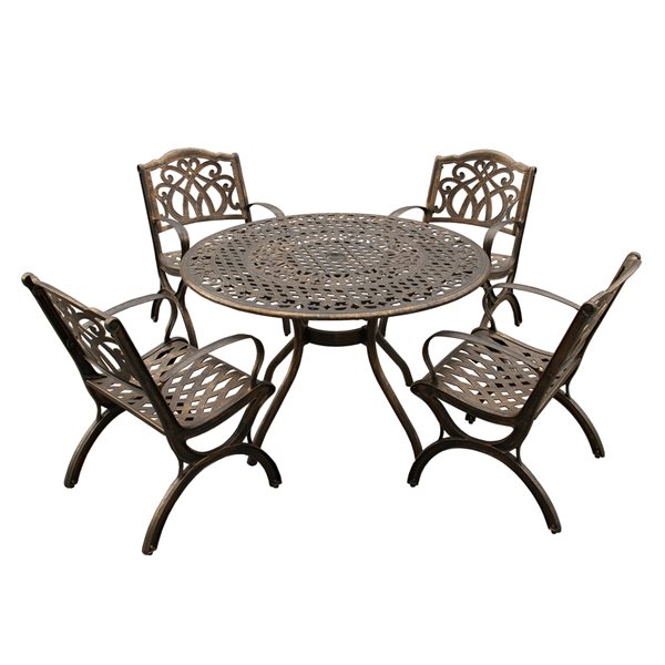 Oakland Living 48 In Bronze Patio Dining Set With Chairs 5 Piece Rona - Bronze Color Patio Set
