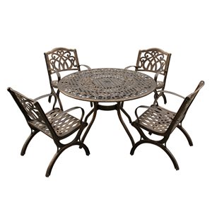 Oakland Living 48-in Bronze Patio Dining Set with Chairs - 5-Piece