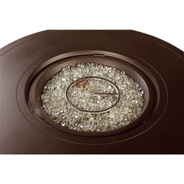 Oakland Living 44-in W 55,000-BTU Round Aluminum Propane Fire Pit Table in Brown Finish