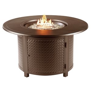 Oakland Living 44-in W 55,000-BTU Round Aluminum Propane Fire Pit Table in Brown Finish