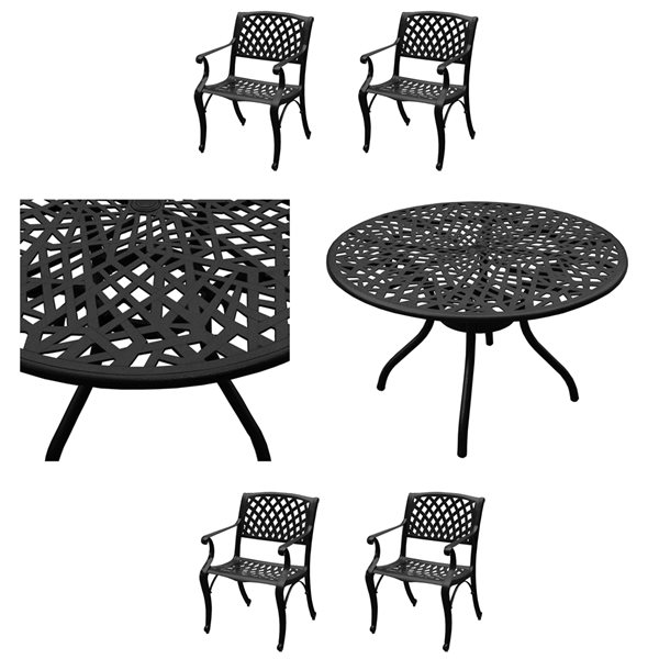 Oakland Living Black Modern Patio Dining Set with Chairs 5Piece RONA