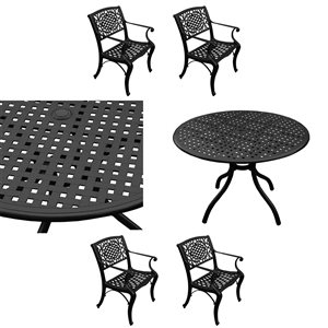 Oakland Living 42-in Black Patio Dining Set with Chairs - 5-Piece