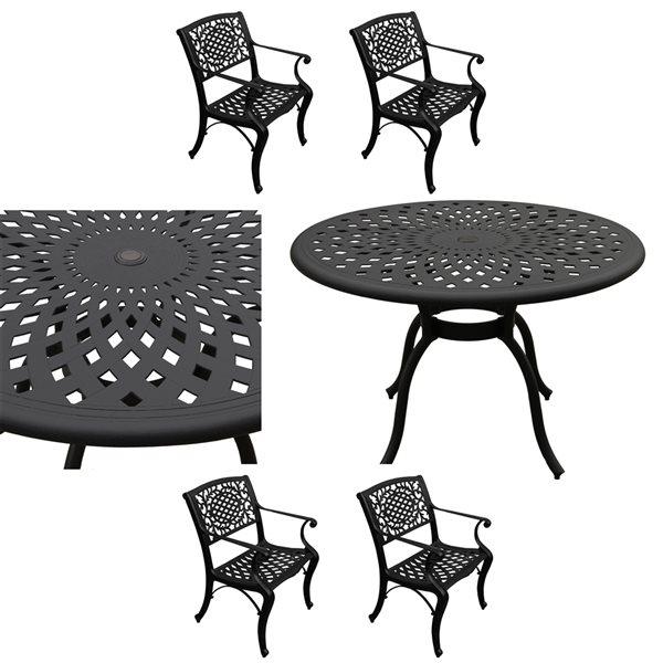 Oakland Living 5-Piece 48-in Black Patio Dining Set with Chairs