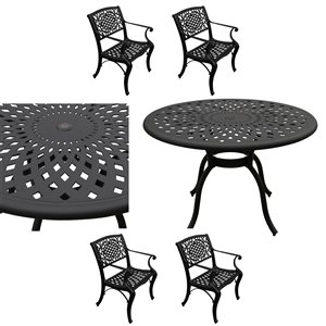 Oakland Living 5-Piece 48-in Black Patio Dining Set with Chairs