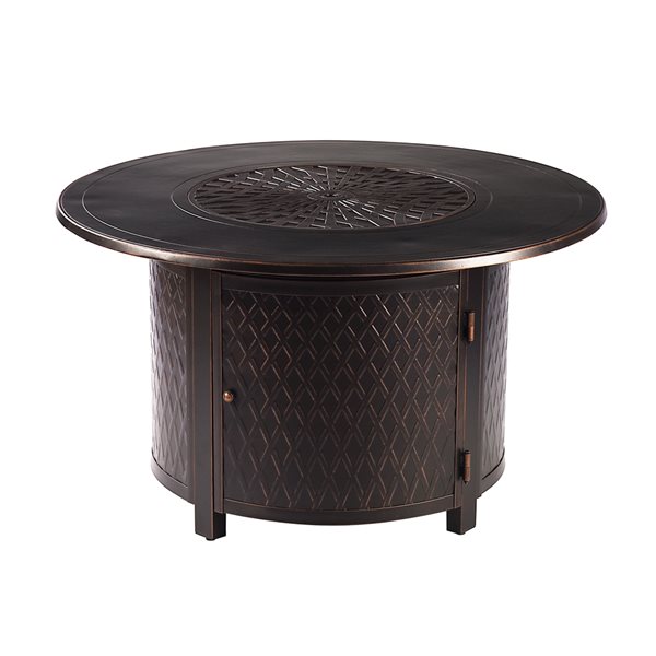 Oakland Living 44-in W 55,000-BTU Round Antique Copper Aluminum Propane Fire Pit Table