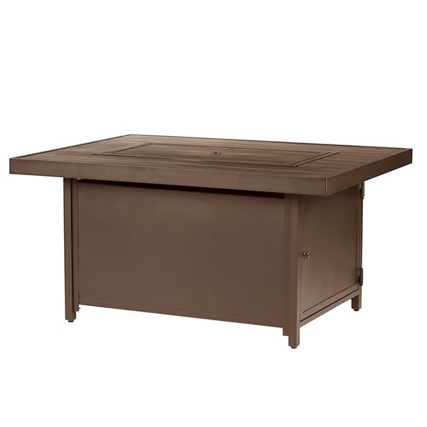 Oakland Living 48-in W 55,000-BTU Rectangular Brown Aluminum Propane Fire Pit Table