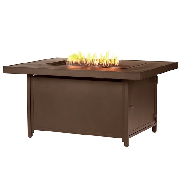 Oakland Living 48-in W 55,000-BTU Rectangular Brown Aluminum Propane Fire Pit Table