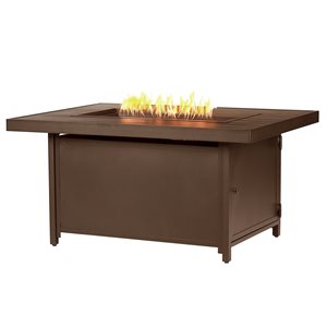 Oakland Living 48-in W 55,000-BTU Rectangular Brown Aluminum Propane Fire Pit Table