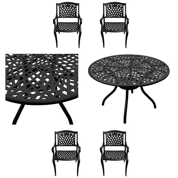 Oakland Living 48-in Black Patio Dining Set with Chairs - 5-Piece