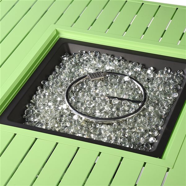 Oakland Living 42-in W 55,000-BTU Square Green Aluminum Propane Fire Pit Table