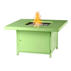 Oakland Living 42-in W 55,000-BTU Square Green Aluminum Propane Fire Pit Table