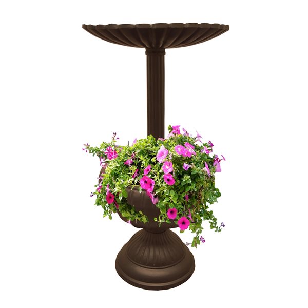 Oakland Living 35-in Brown Round Metal Birdbath with Planter