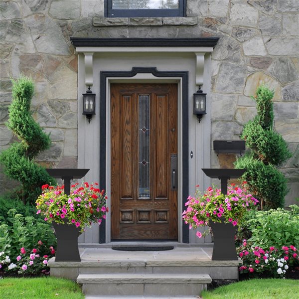 Oakland Living 40-in Black Square Metal Birdbath with Planter