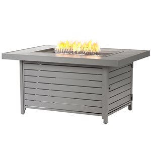 Oakland Living 48-in W 55,000-BTU Rectangular Grey Aluminum Propane Fire Pit Table