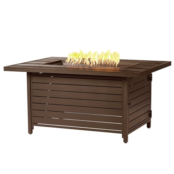 Oakland Living 48-in W 55,000-BTU Rectangular Aluminum Propane Fire Pit Table in Brown Finish