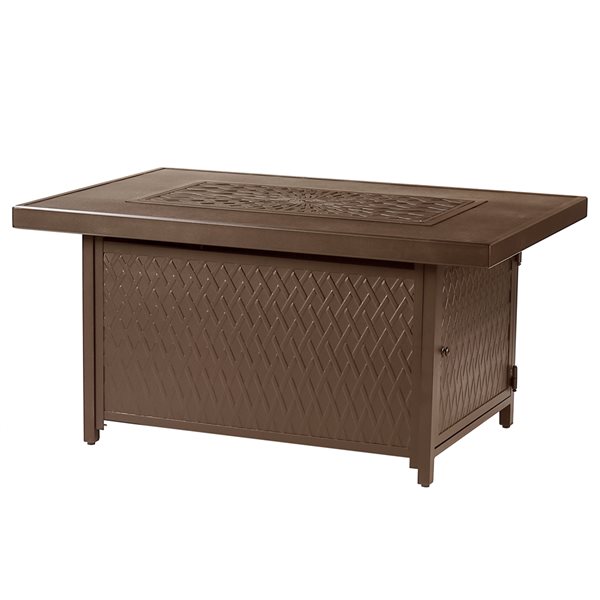 Oakland Living 48-in W 55,000-BTU Rectangular Aluminum Propane Fire Pit Table in Brown