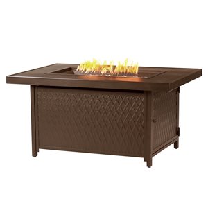 Oakland Living 48-in W 55,000-BTU Rectangular Aluminum Propane Fire Pit Table in Brown