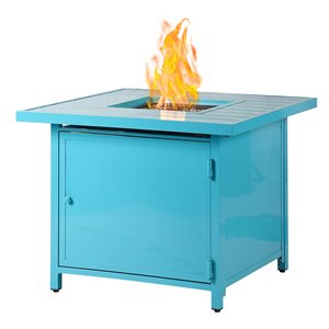 Oakland Living 32-in W 37,000-BTU Blue Aluminum Propane Fire Pit Table