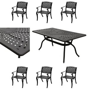 Oakland Living Rectangular Black Patio Dining Set with Chairs - Set of 7