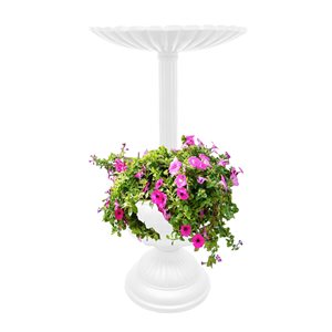 Oakland Living 35-in White Round Metal Birdbath with Planter