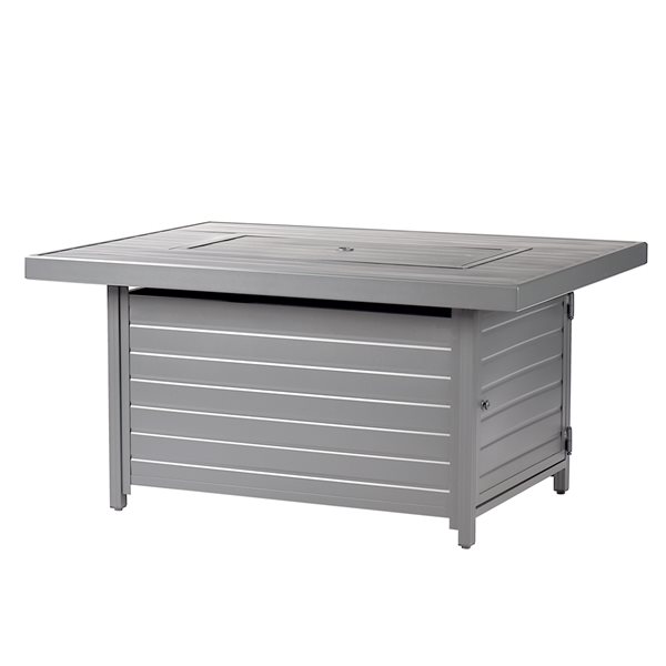 Oakland Living 48-in W 55,000-BTU Rectangular Aluminum Propane Fire Pit Table in Grey