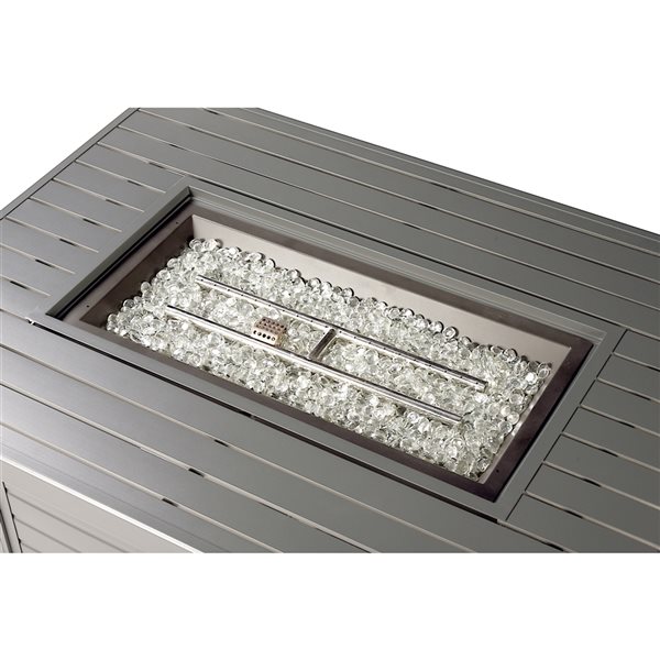 Oakland Living 48-in W 55,000-BTU Rectangular Aluminum Propane Fire Pit Table in Grey