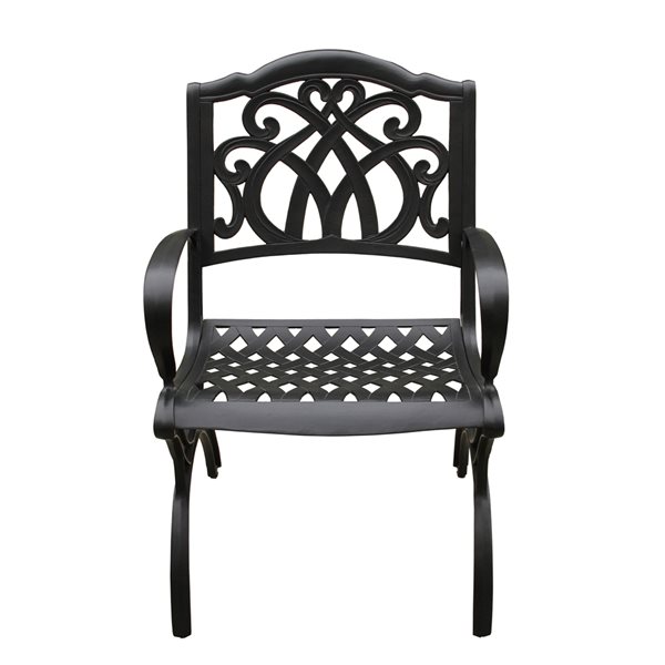 Oakland Living Black Metal Stationary Patio Dining Chair