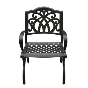 Oakland Living Black Metal Stationary Patio Dining Chair