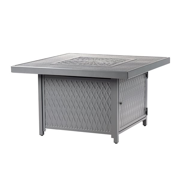 Oakland Living 42-in W 55,000-BTU Square Grey Finish Aluminum Propane Fire Pit Table