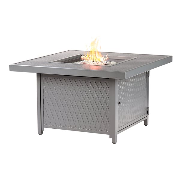 Oakland Living 42-in W 55,000-BTU Square Grey Finish Aluminum Propane Fire Pit Table