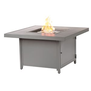 Oakland Living 42-in W 55,000-BTU Square Grey Aluminum Propane Fire Pit Table