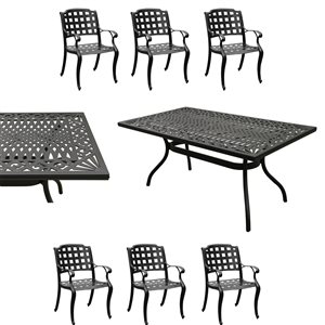 Oakland Living Rectangular Black Patio Dining Set with Chairs - 7-Piece