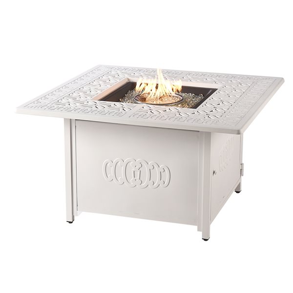 Oakland Living 42 In W 50 000 Btu White, How To Clean Fire Pit Glass