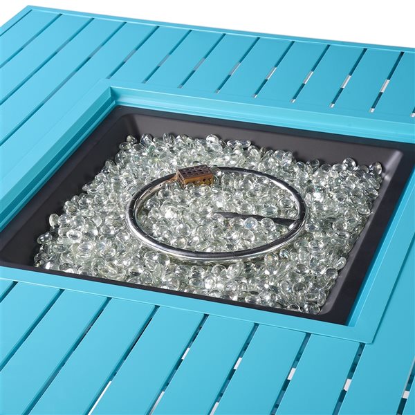 Oakland Living 42-in W 55,000-BTU Square Aluminum Propane Fire Pit Table in Blue