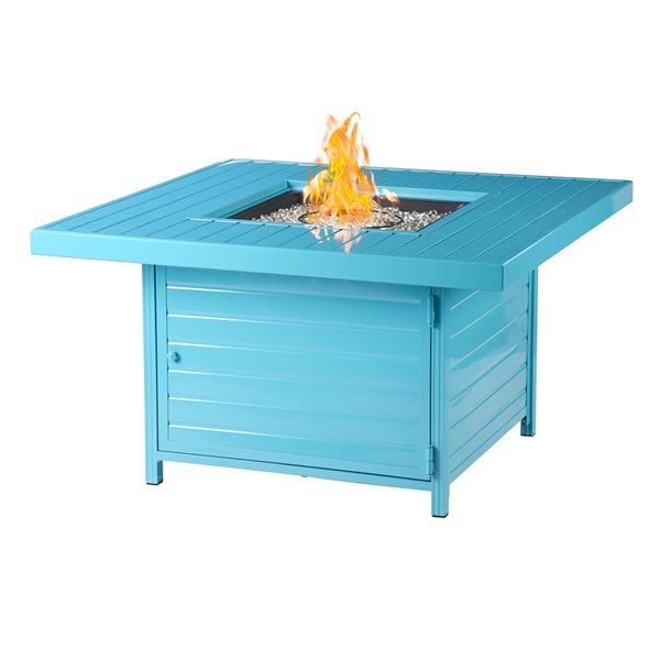 Oakland Living 42-in W 55,000-BTU Square Aluminum Propane Fire Pit Table in Blue