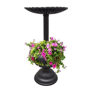 Oakland Living 35-in Black Round Metal Birdbath with Planter