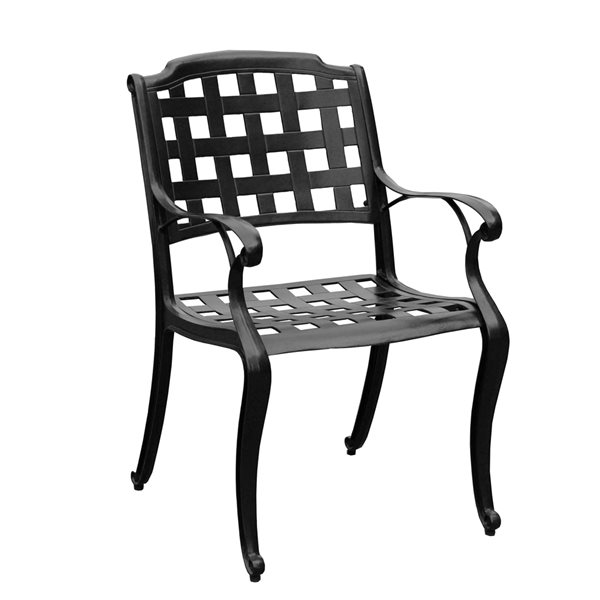 Oakland Living Black Metal Stationary Modern Patio Dining Chair