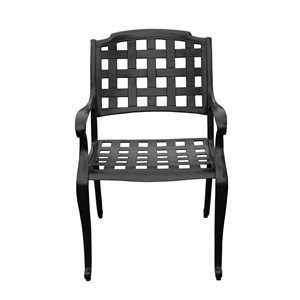 Oakland Living Black Metal Stationary Modern Patio Dining Chair