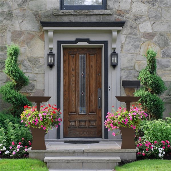 Oakland Living 40-in Brown Square Metal Birdbath with Planter